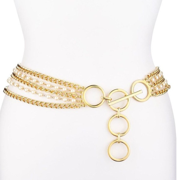 Suzi Roher Accessories - Suzi Roher 5-Strand Chain Belt with Faux Pearls